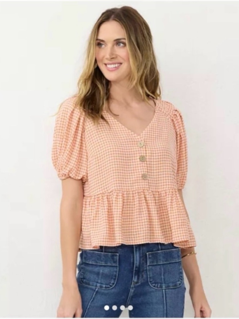 LC Lauren Conrad Cropped Button Ruffle Top (size M)